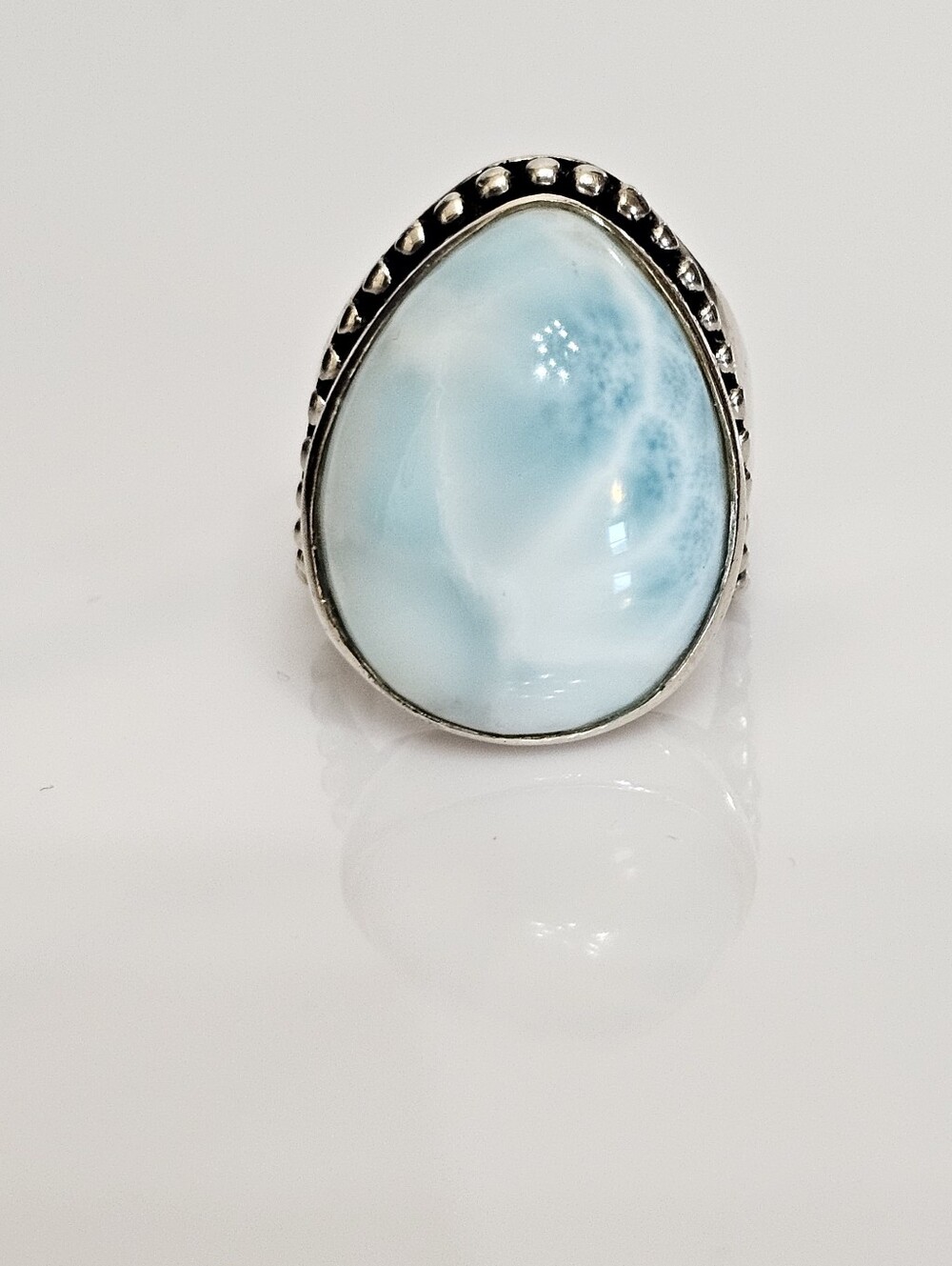 Vintage Sajen Natural Larimar Ring Sterling Silver Size 8!